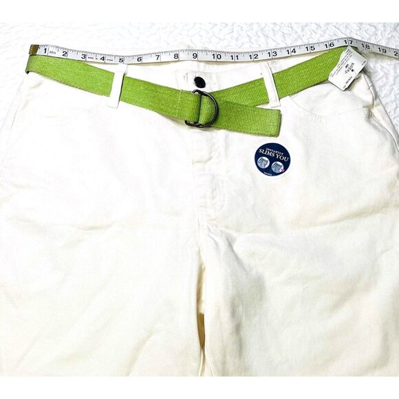 Riders By Lee Womens White Shorts With Green Belt Loop14M Cotton/Spandex - Picture 1 of 4